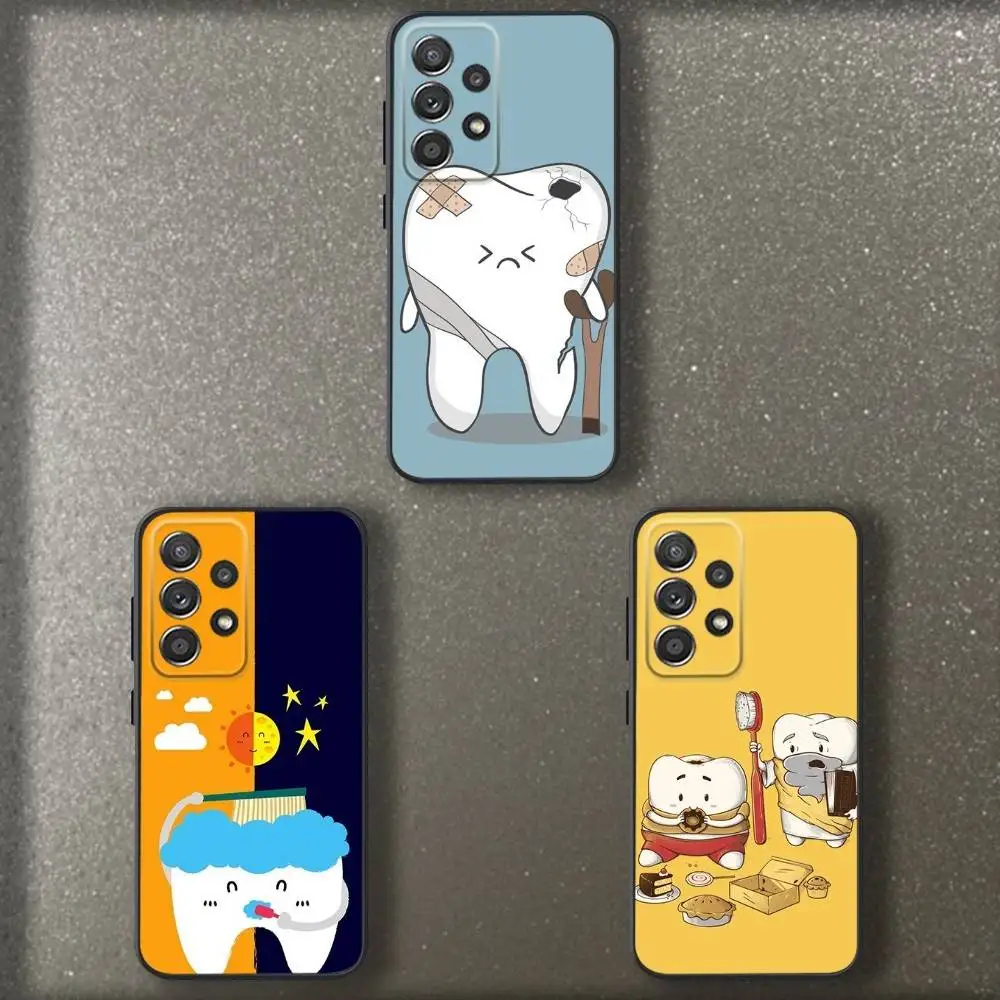 

Funny Tooth Phone Case For Samsung S 25,24,23,22,30,21,10,9,Ultra,Plus,Lite,FE,4,5 G Soft Black Case