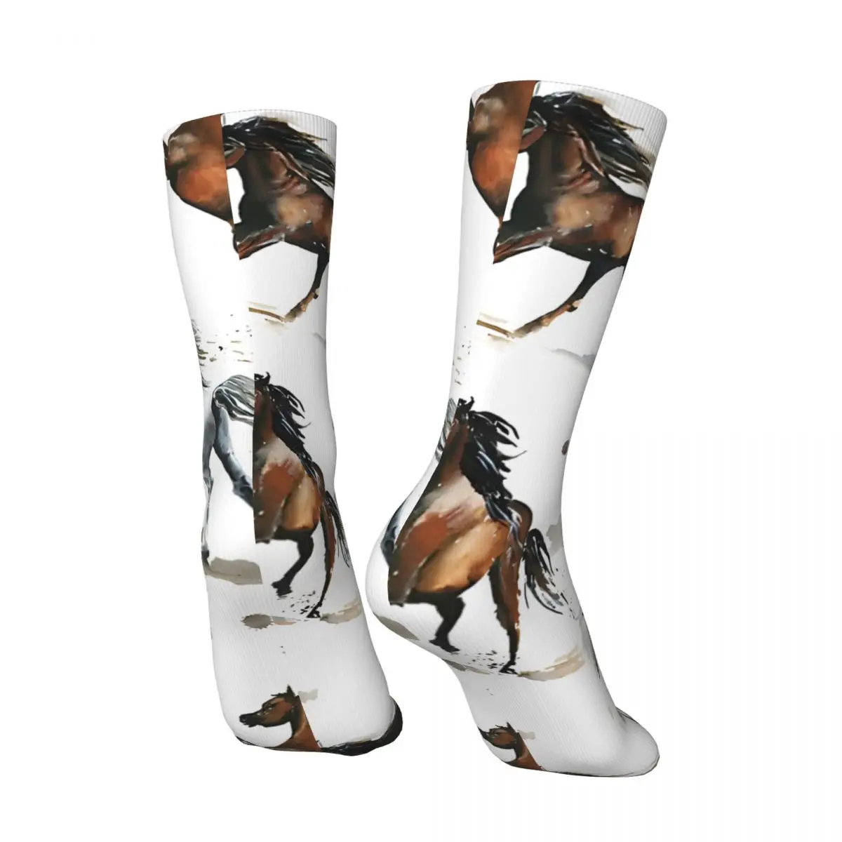 Retro Mustang Horses Pattern #2 Men's compression Socks Unisex Harajuku Pattern Printed Novelty Crew Sock