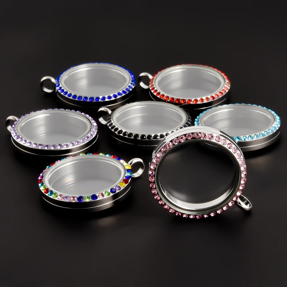 

10Pcs Stainless Steel Round Floating Cremation Urn Locket Pendant Glass Keepsake Memorial Picture Medaillon кулон Wholesale