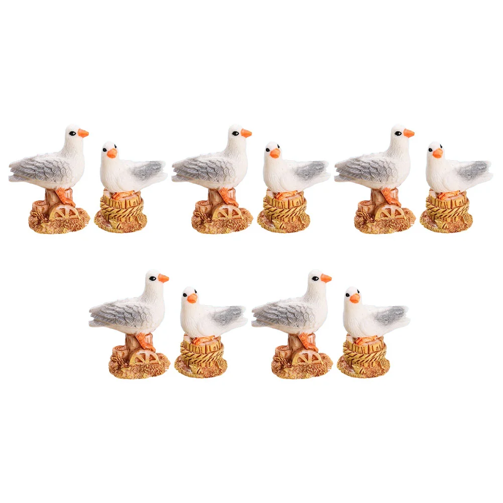 

10 Pcs Decorations Seagull Ornaments Birds Resin Pigeon Stuffed Animal Figurine