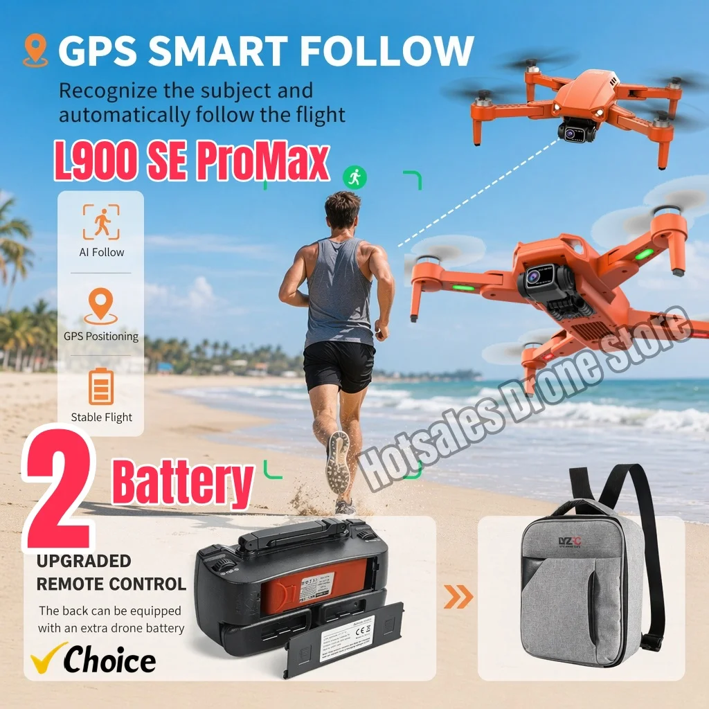 LYZRC L900 SE 프로맥스 드론 GPS 스마트 팔로우 2개 배터리 HD 듀얼 렌즈 접이식 RC 쿼드콥터 브러시리스 모터 FPV 행팩 공장