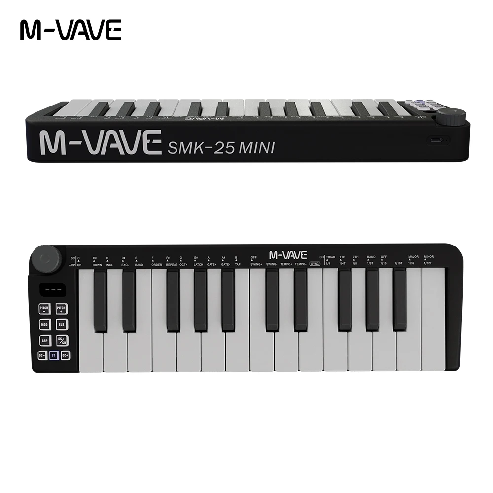Teclado MIDI M-VAVE SMK-25MINI, teclado de control MIDI de 25