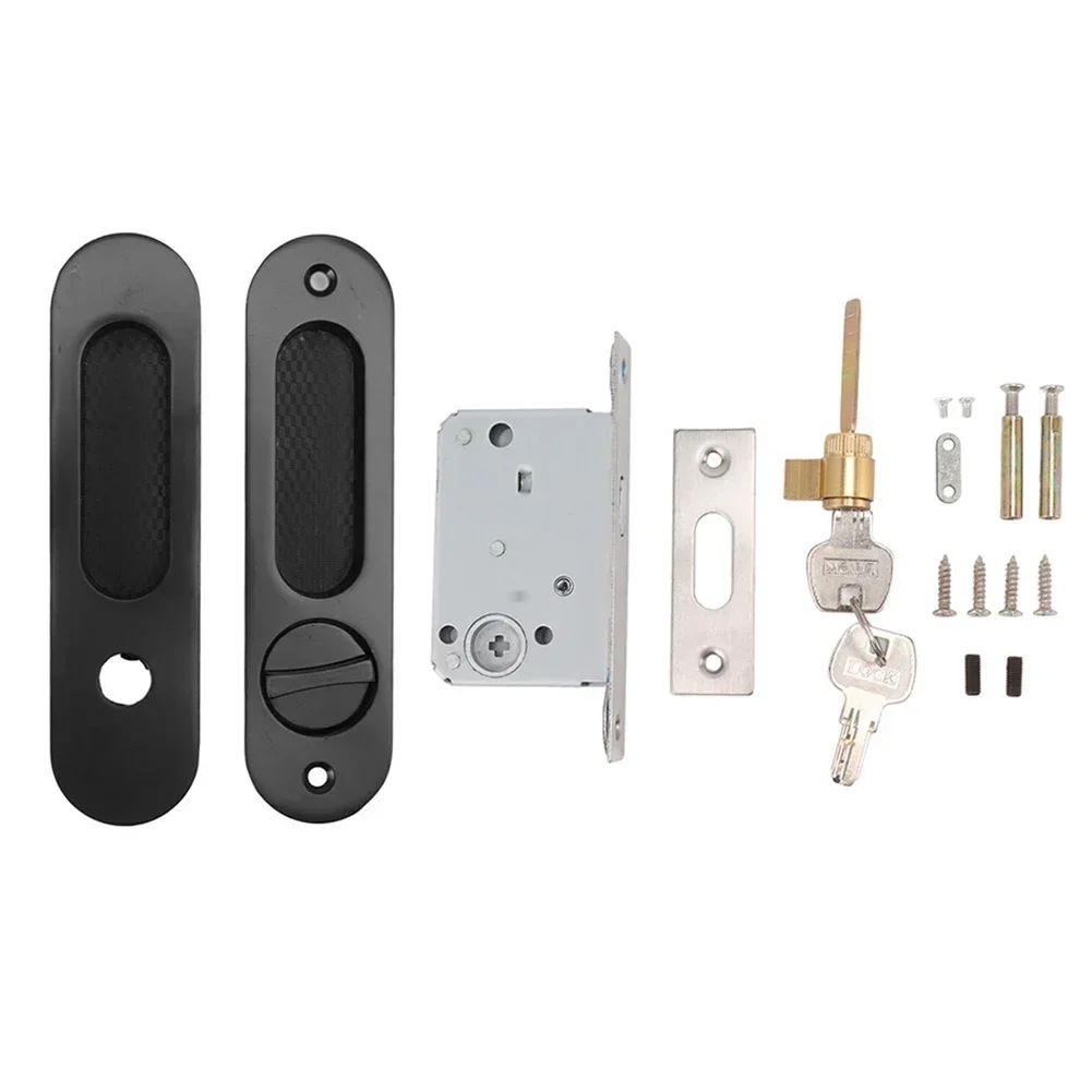 

1pc Zinc Alloy Sliding Door Lock With Invisible Recessed Handle Home Improvement Door Hardware Accessories 15.8cmx4cm