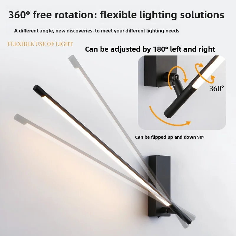 2026 New Headboard Wall Lamp - Eye-Friendly Wall Lamp For Bedrooms Rotatable One Desk-Side Wall Hanging Lamp For The Study Room