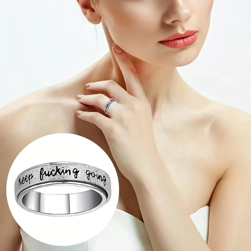 Unisex Inspirational Vibrant Stainless Steel Rotating Ring