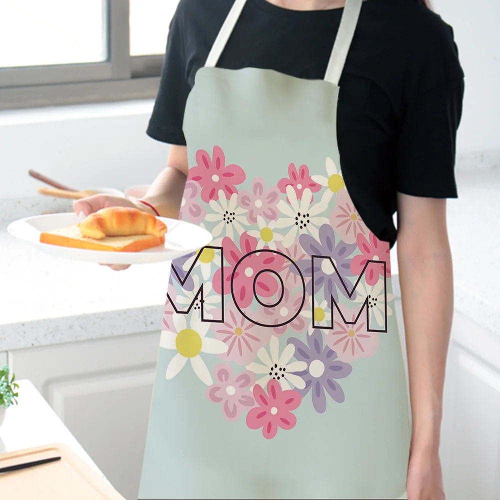 New Mother\'s Day Kitchen Apron Antifouling Cotton Linen women Chef Cooking Aprons Kitchen accessories 55x68cm