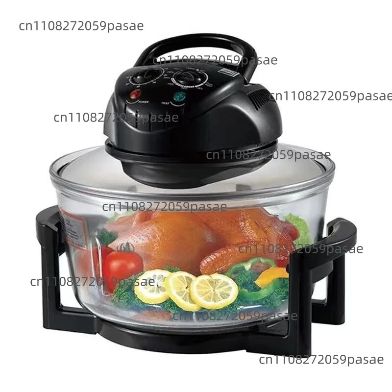 

12L Digital Halogen Convection Oven With Glass Bowl, Transparent Air Fryer, 220-240V Flavor Wave Oven
