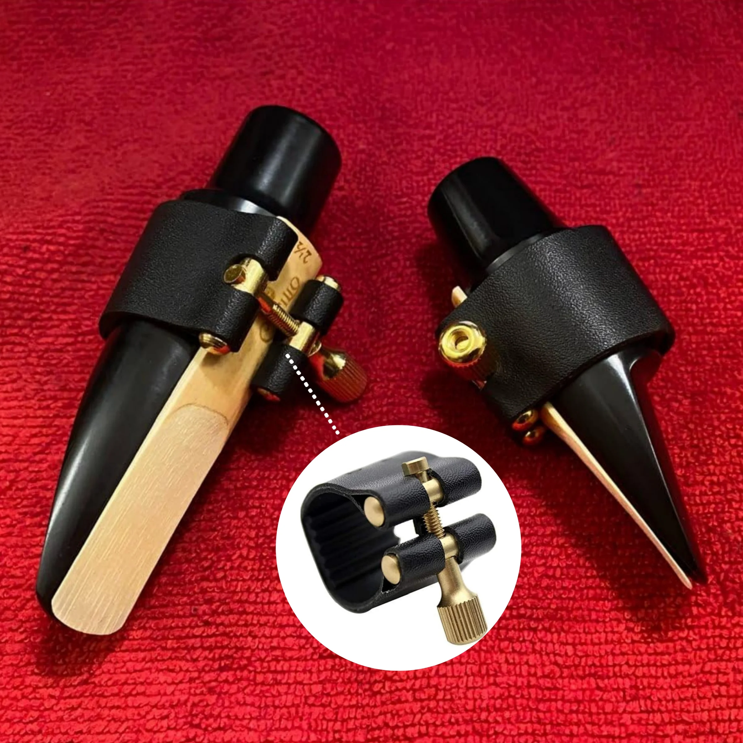 

1pc Metal+PU Adjustment Tenor Saxophone Mouthpiece Ligature Compact Durable Ligature for Soprano Saxophone for you
