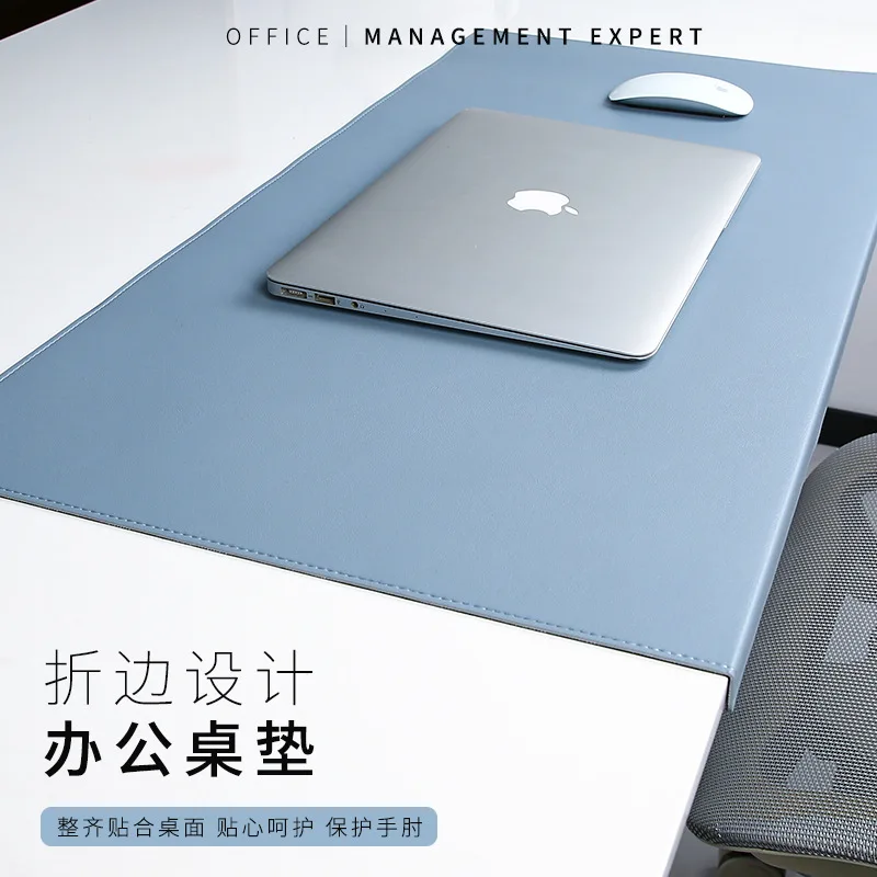 ‌Ergonomic Leather Desk Mat - XXL Non-Slip Mouse Pad with Wrist Support Stitched Edge&Textured Surface for Office Study Computer