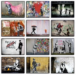 Pop Graffiti Banksy Art Street Style Poster Canvas Painting HD Prints Funny Monkeys Wall Art Pictures Modern Home Room Decor
