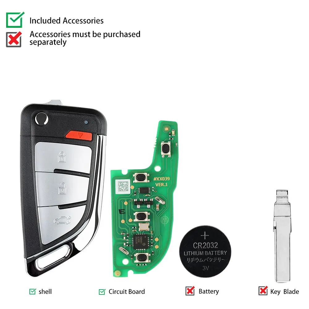 Picture 4: 5 Piece Xhorse XEKF20EN Super Remote 4 Buttons with Super Chip English Version for VVDI VVDI2 Programmer