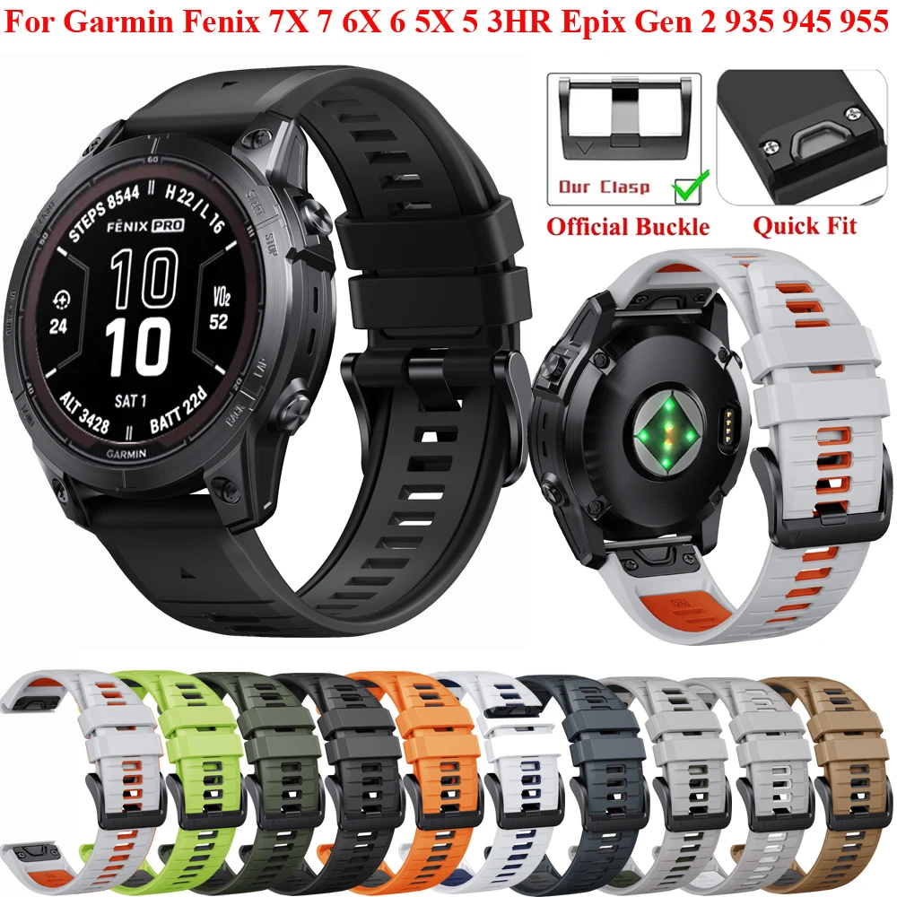 Ремешок для наручных часов Quickfit, браслет для Garmin Fenix 7 6 5 Epix Gen 2 Forerunner 955 965, браслет для часов Fenix 7X 6X 5X Pro 3HR, 22 26 мм