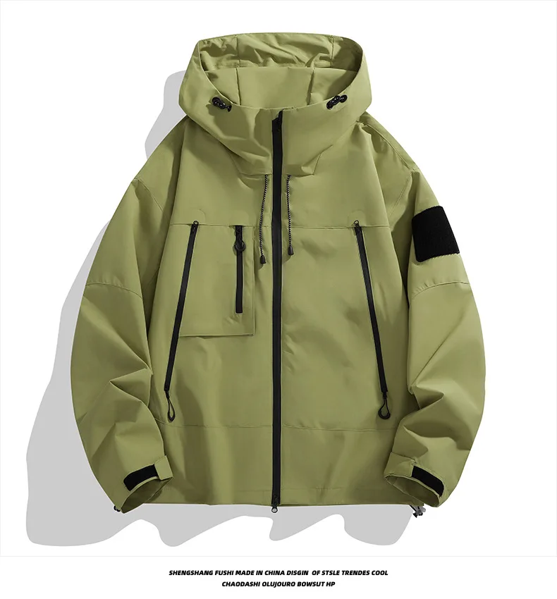 Herren- und Damenjacke, Retro, lässig, mit Stehkragen, Lederjacke, Unisex, locker geschnitten, für Frühling und Herbst, Lederjacke mit Taschen, Windjacke, Oberteil. – Detail 4