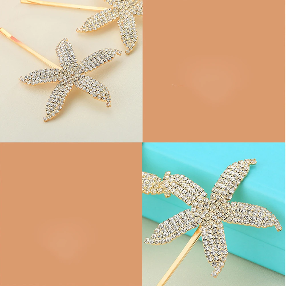 

2Pcs Sea Women'S Hair Pin Hairpin Rhinestone Bobby Pins Women Smooth Decorative Wedding Party Daily Life Hair Accessories