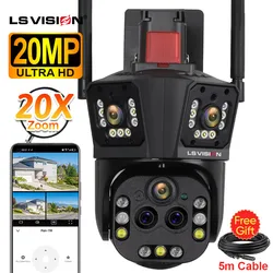 LS cig10 K-Caméra de surveillance extérieure IP WiFi HD 20MP/6K, dispositif de sécurité domestique sans fil, étanche, avec 3 écrans et 5 objectifs, n'aime x20, suivi automatique PTZ