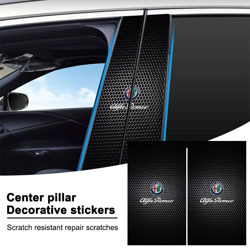 Pegatinas de coche con protector solar de pilar B, cubierta de columna central para coche, arañazos para Alfa Romeo 147 159 156 Giulietta Giulia Mito Spider Alpha