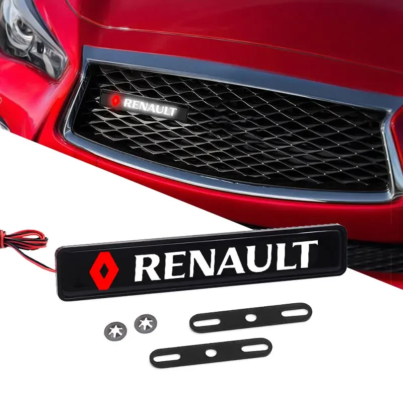 Car Front Cover Grille Lamp Emblem Decor Lightings LED Lights For Renault Clio Laguna 2 Megane 2 3 Duster Logan Captu