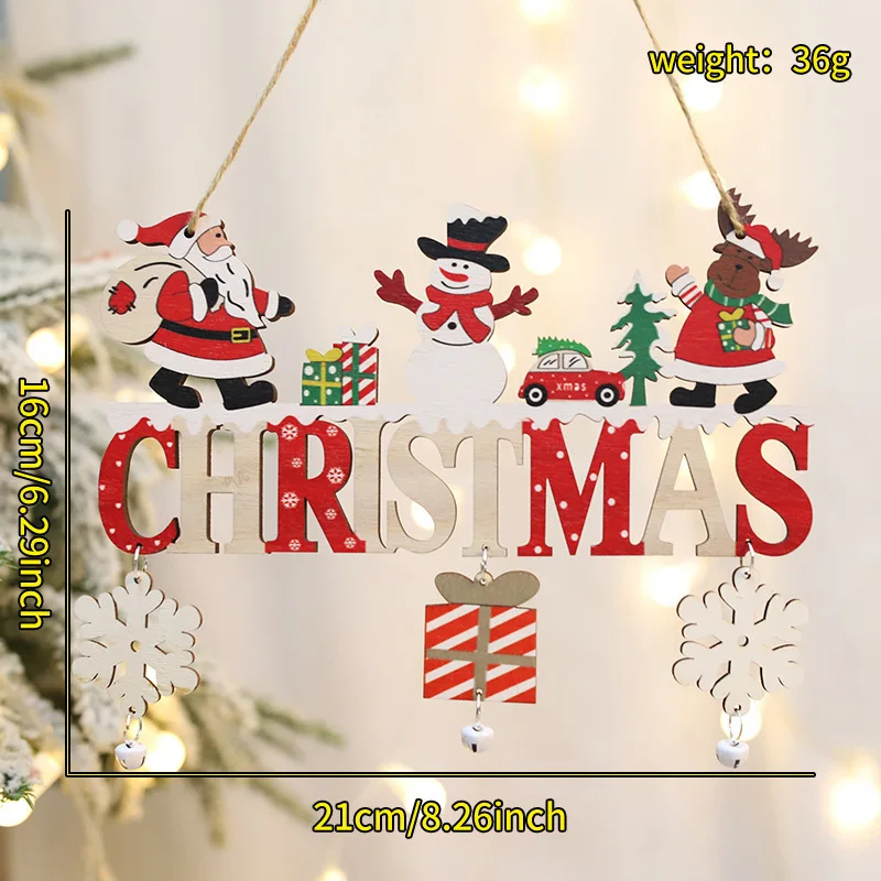 Letrero de bienvenida navideño de madera, adorno colgante con motivos de gnomo, Papá Noel, copo de nieve y campana, para decorar el árbol de Navidad, la puerta de casa o la pared, ideal como regalo.