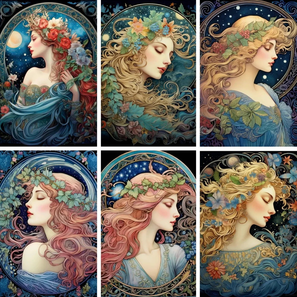 

Diy Diamond Art Painting Cross Stitch Full Drill Alphonse Mucha , Art Nouveau Posters Elegant Vintage Woman Mosaic Embroidery