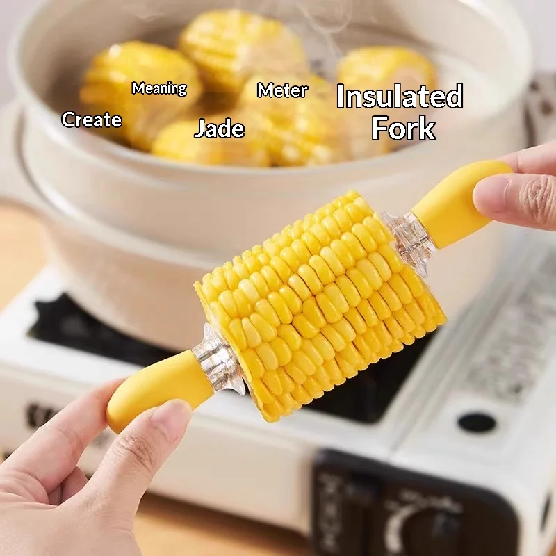 Stainless Steel Corn‑On‑The‑Cob Holders Heat‑Resistant BBQ Prongs Fruit Skewers For Grilling Camping Kitchen Gadget