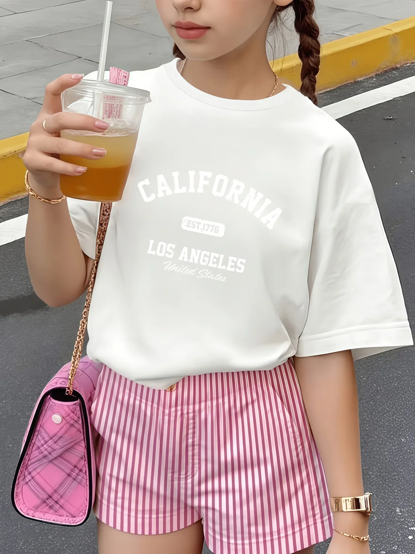 Vintage California Los Angeles Letter Print Kids T-shirt Soft Cotton Short Sleeve Unisex Boys Girls Retro Summer Casual Tops