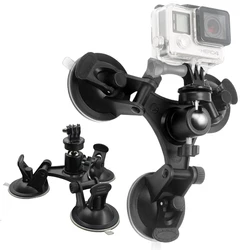 Car Suction Cup Glass Holder Tri-angle Tripod Mount for Insta360 X5 X4 Dji Action 6 5Pro 4 Hero 13 12 11 10 Camera Accessories
