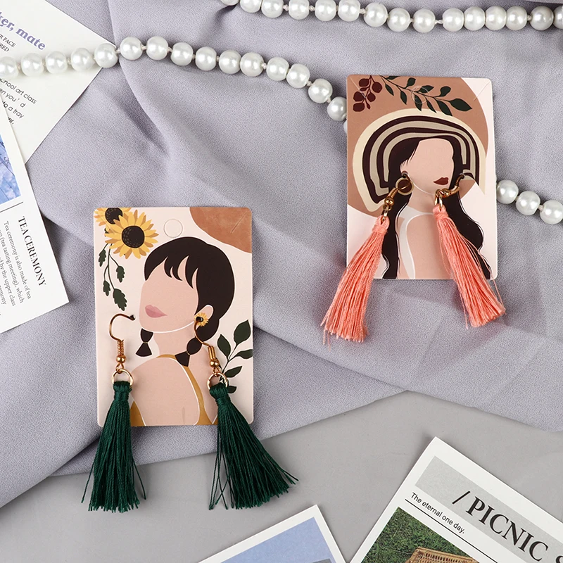 50 Stücke Frauen Muster Ohrring Display Karte Ohrstecker DIY Schmuck Paket Karte Halskette Schmuck Display Halter – Detail 3