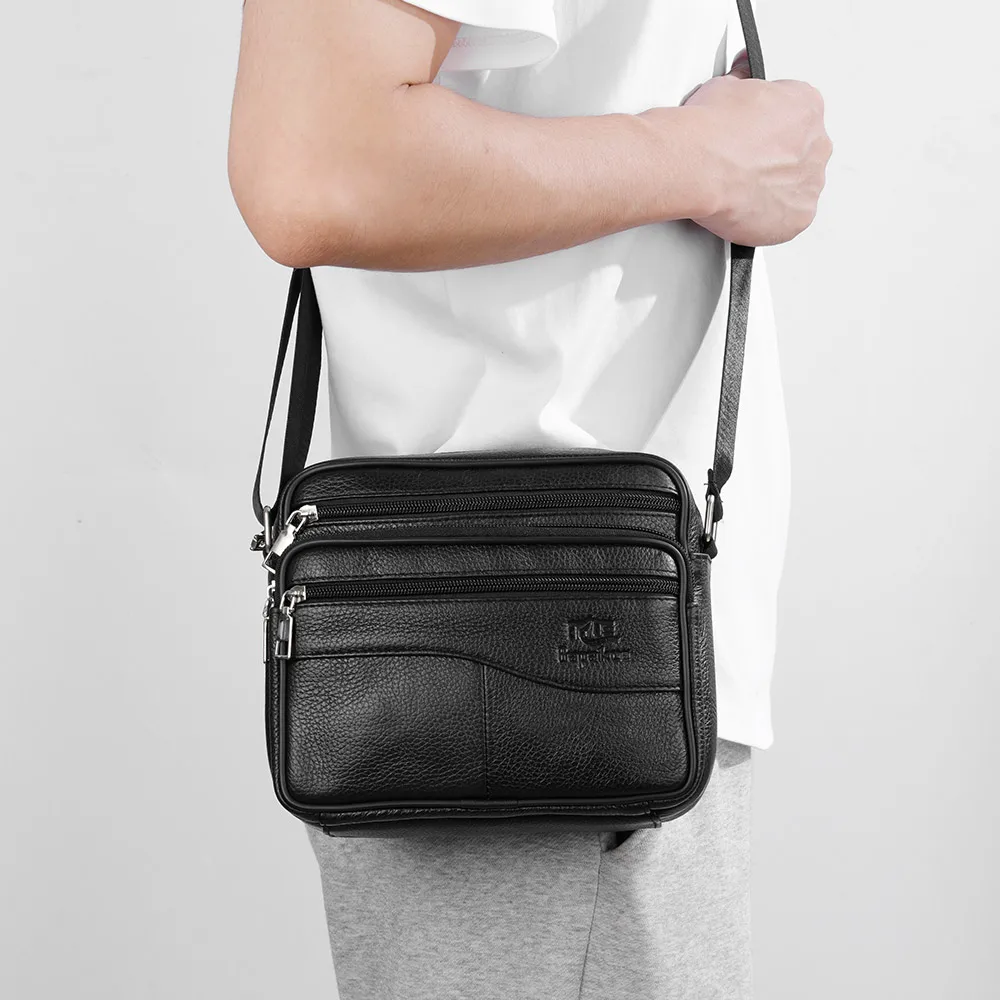 Men\'s Leisure Large Capacity Multi Layer Genuine leather Shoulder Bag High Quality Business Broadband Crossbody Bag For Men