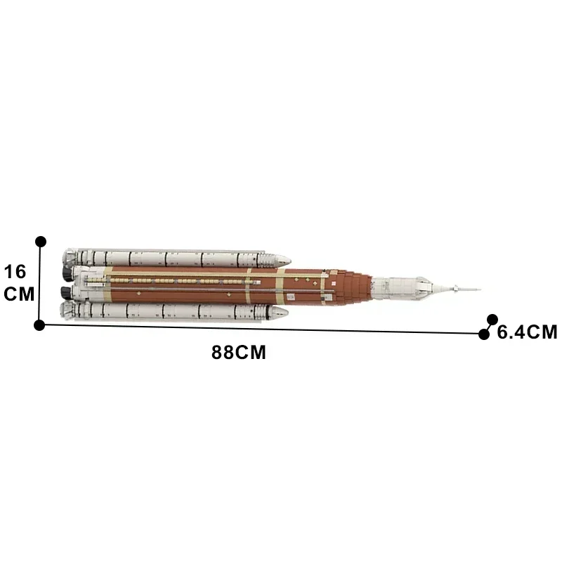 Sistema de lanzamiento espacial MOC, bloques de construcción de cohetes Artemis SLS (1:110 escala Saturn V), ladrillos de exploración de Marte, juguetes para niños, regalo para niños