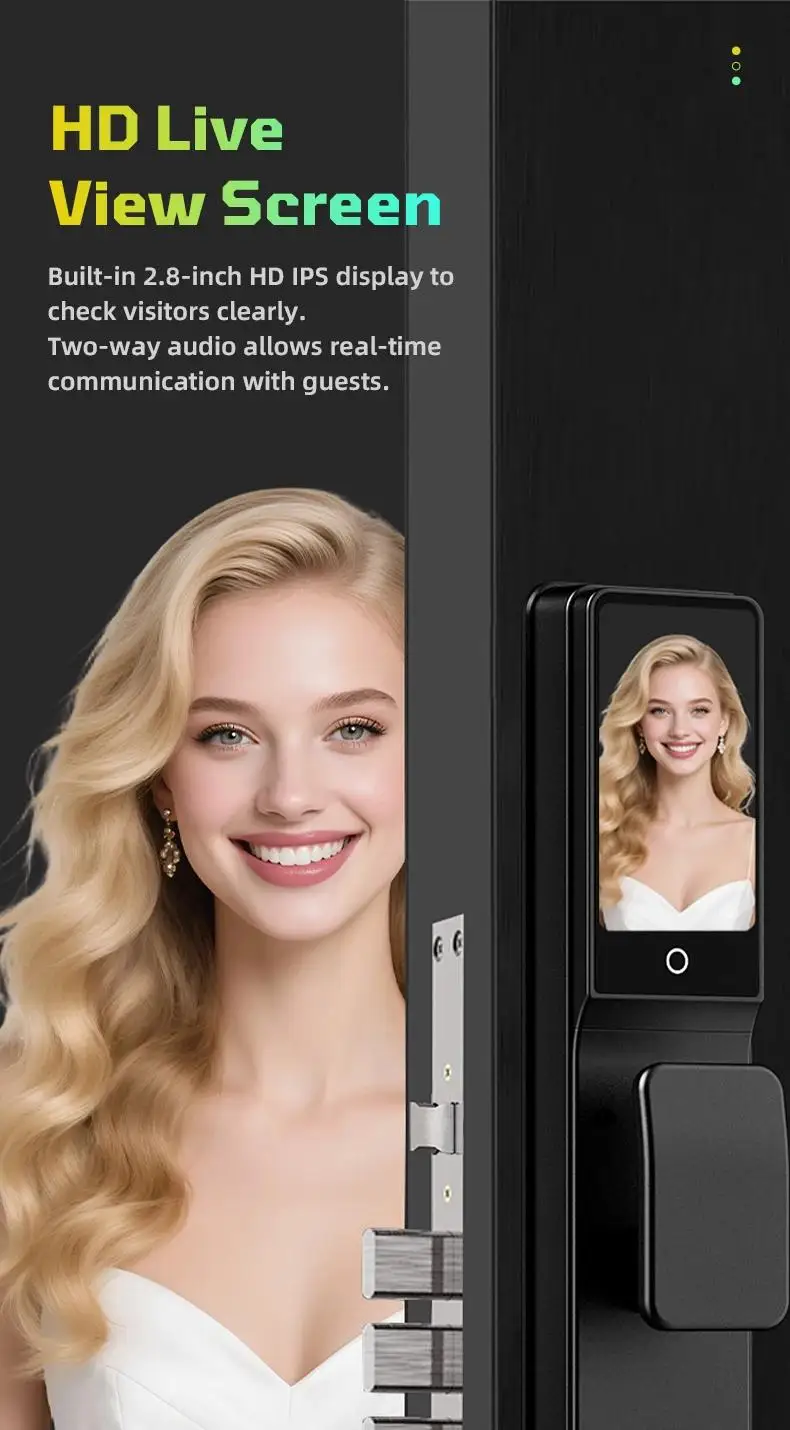 Aluminum Alloy Digital Lock Without Gateway Tuya Wifi 3D Face Pin Code Voice Call Smart Lock with Camera
