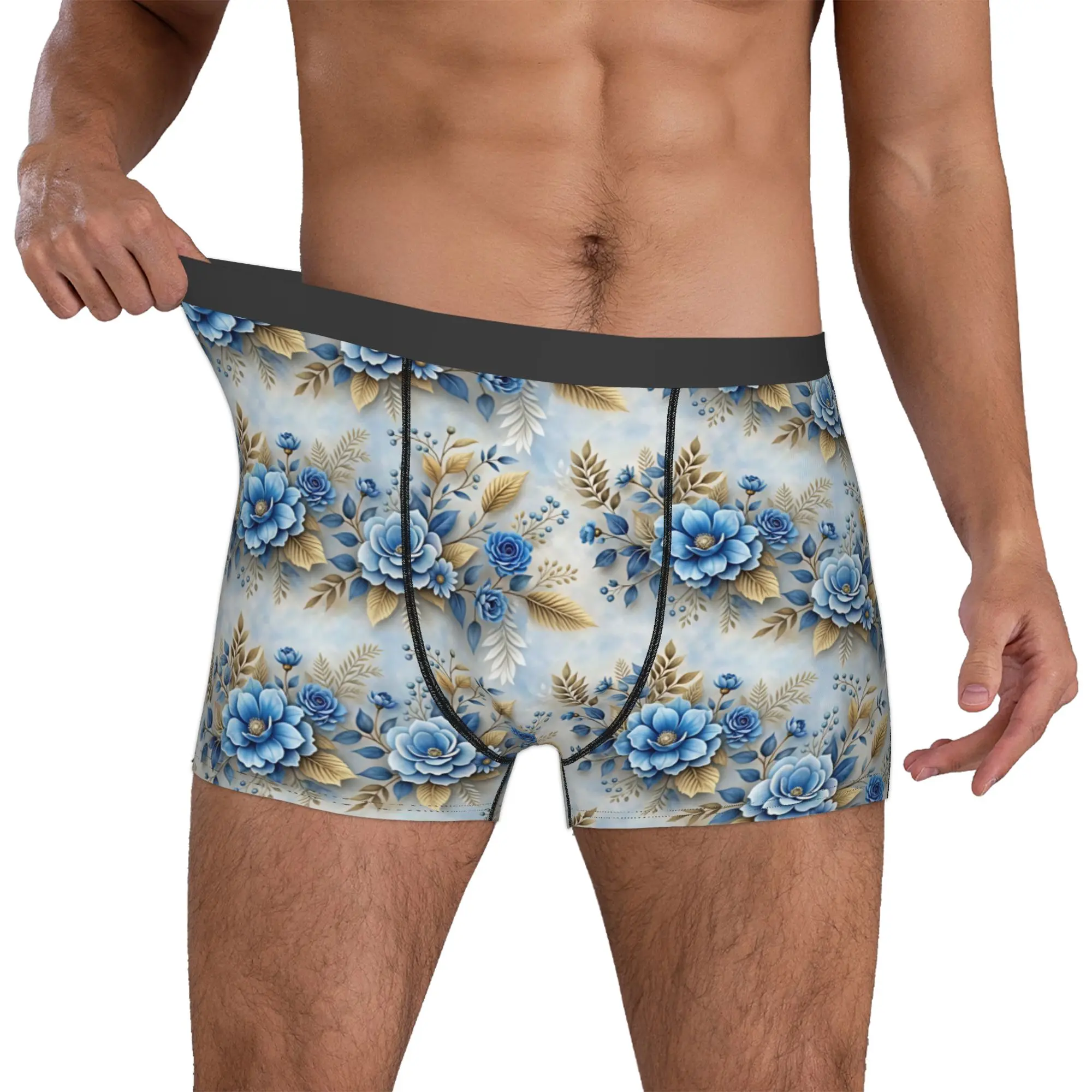 Luxury High 3D Floral Underwear Men Printed Fashion Trend 3D Flowers Boxer Shorts Panties Briefs Breathable Underpants