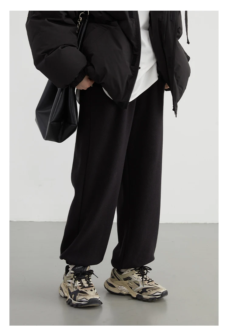 CHIC VEN Women's Pant Loose Casual New High Waist Fleece Pant Thick Plush Warm Female Sports Trousers Autumn Winter 2023