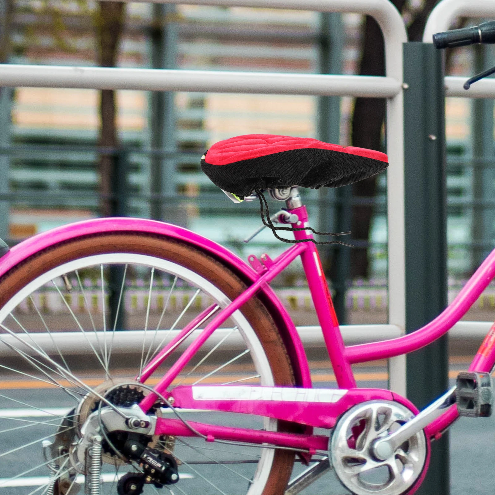 Red Thick Silicone Bike Saddle Cover Universal Size Ergonomic Breathable Bike Seat Cushion Comfortable for Riding