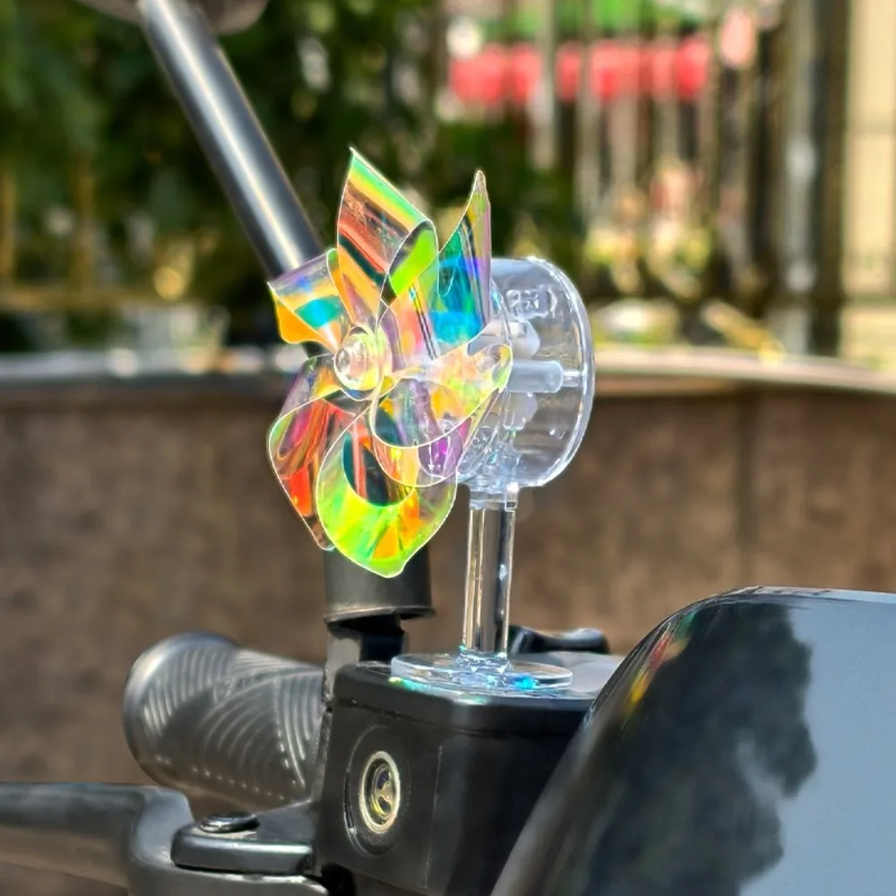 

2Pcs Wind Power Motorcycle Handlebar Windmill Colorful Car Decoration Bicycle Windmill Adhesive Toy Light-Up Wheel