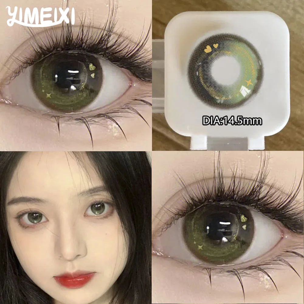 YIMEIXI 1 Pair Color Contact Lens for Eyes with Myopia Prescription High Quality Eyes Color Lens Makeup Yearly Use Fast Shipping