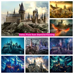 Fantasy Magic School Castle 5d Diamond Painting Pixie Dust Drills Wizarding World Landscape Cross Stitch Mosaic Room Decor