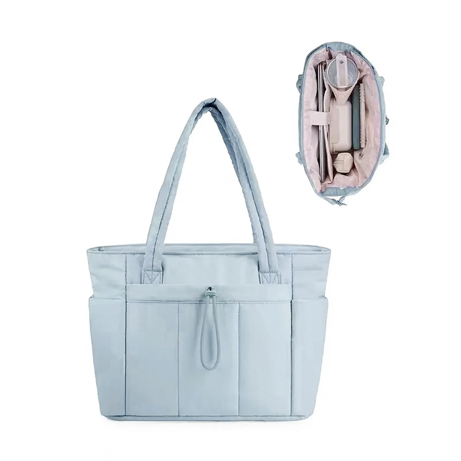 

Стеганая сумка-тоут, дорожная сумка для ноутбука на молнии, повседневная сумка через плечо с несколькими карманами, легкая портативная женская сумка большой вместимости