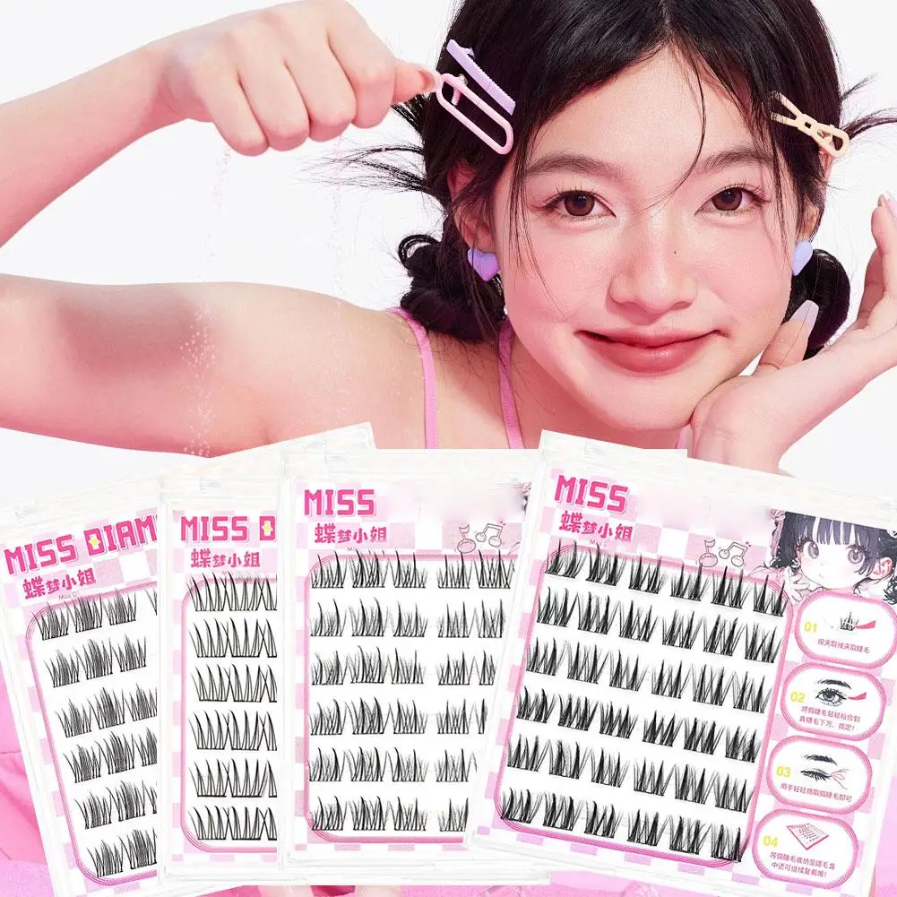 3D Self Adhesive Eyelashes 36 PCS Reusable Adhesive Eyelashes Pre-Glued Cluster Lashes C Curl No Glue Eyelashes 10-16mm Tool