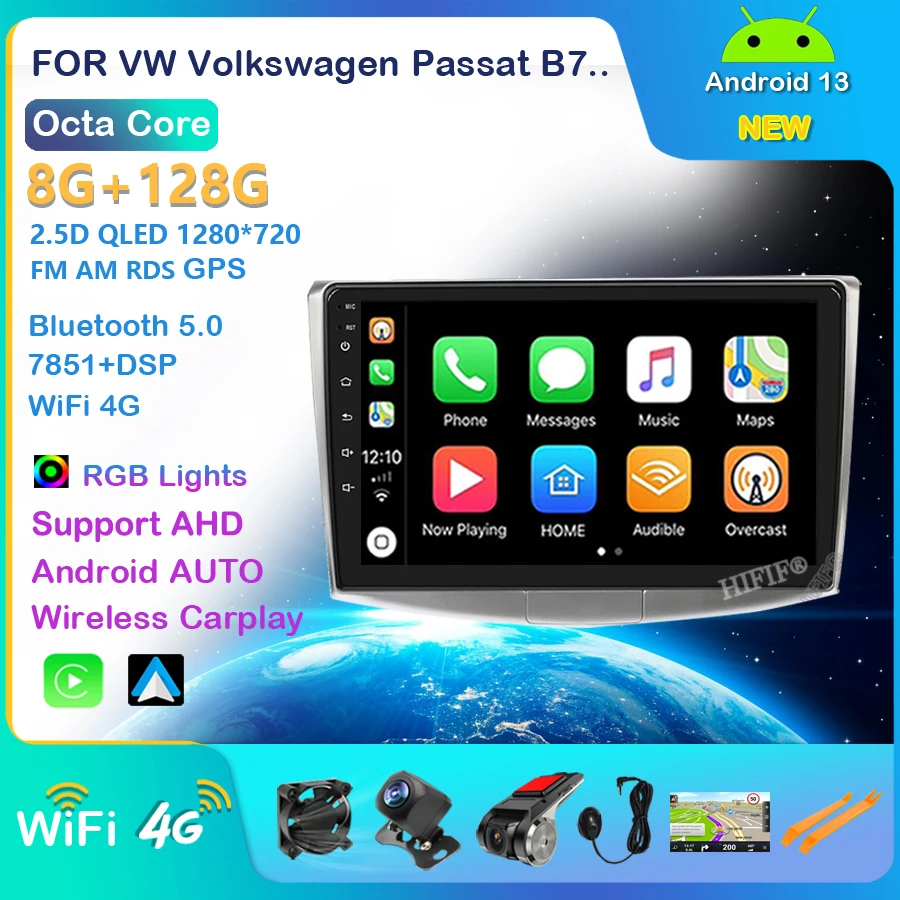 

Car Radio Multimedia Player Carplay For VW Volkswagen Passat B7 B6/Magotan 2Din Android 13 Autoradio GPS Navigation DVR Camera