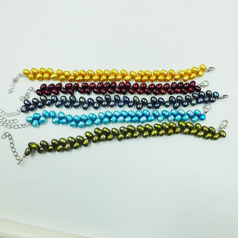 

6MM AAA Natural Wheat Shape Natural Pearl Bracelet 7.5”
