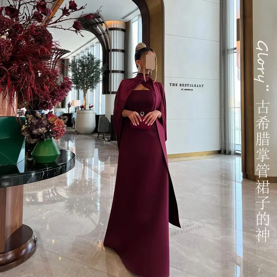 Purple Prom Dress For Women Party Shawl High Collar Evening Dresses Saudi Arabia Wedding Dress vestidos de gala Custom Made