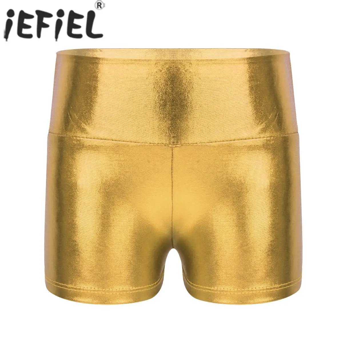 Kinder Mädchen metallisch glänzend Ballett Tanz Gymnastik Shorts Hosen hohe Taille Fitness Workout Yoga Cheer Dance wear Active wear