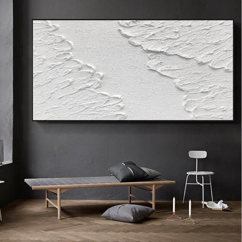 Astratto bianco 3D Texture Art White Canvas Painting poster e stampe White Wall Art Picture Cuadro Home Decoration murale