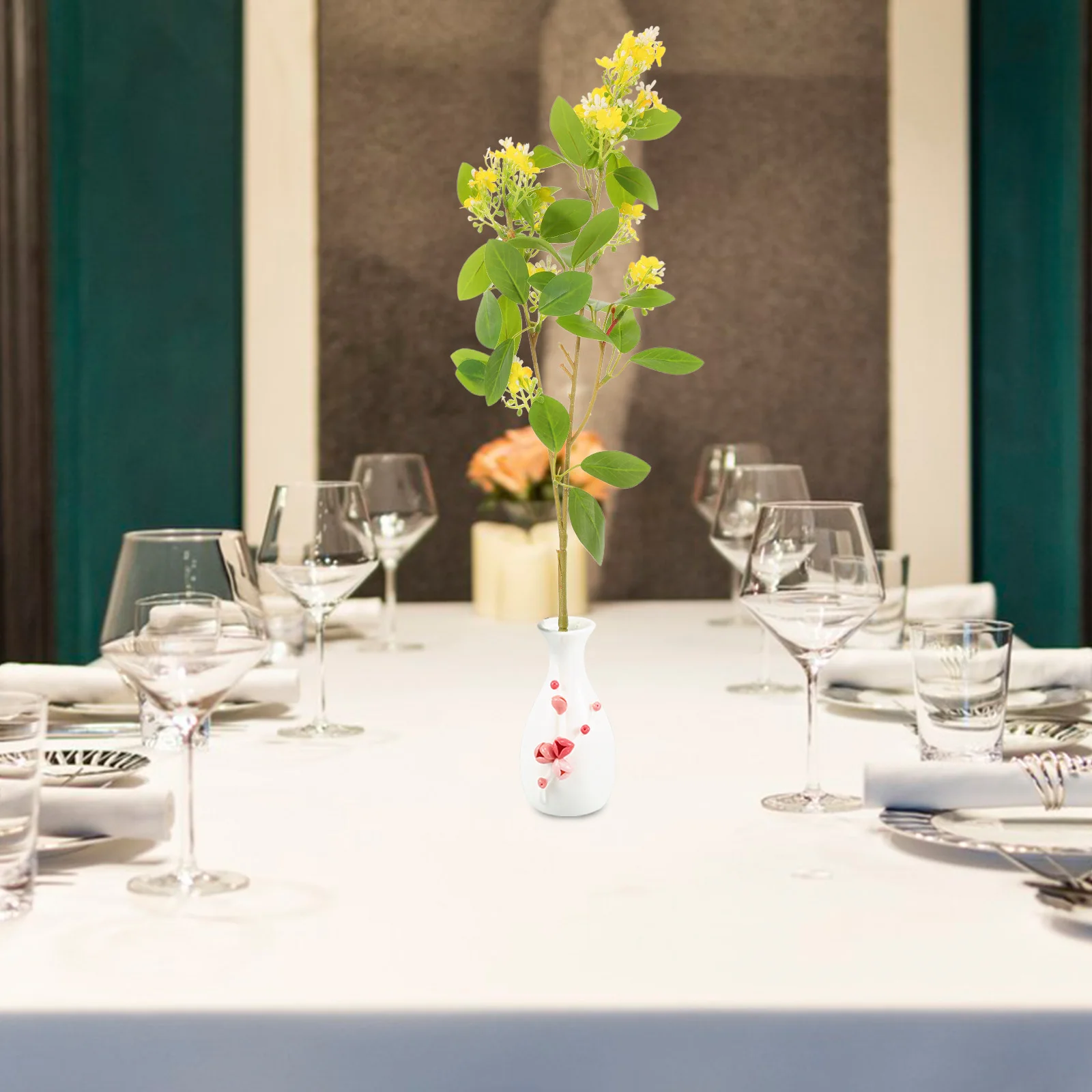 

Artificial Osmanthus Branches Yellow Realistic Faux Flower Stems Lifelike Simulation Flowers Vase Filler Home Decor Office Cafe