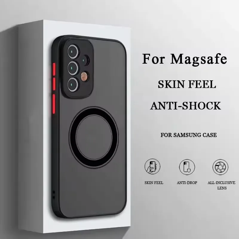 Luxe Magnetische Draadloze Lading Case Voor Samsung A53 A54 A55 A52 A52S A35 A34 A33 A32 A14 A12 A13 A71 5G Schokbestendige Matte Cover