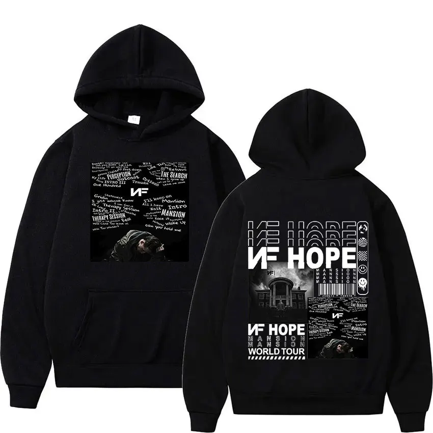 Rapper NF Hope Concert Tour 2024 Graphic Hoodie Men Hip Hop Retro Fashion Pullover Oversized Sweatshirt Unisex Gothic Streetwear