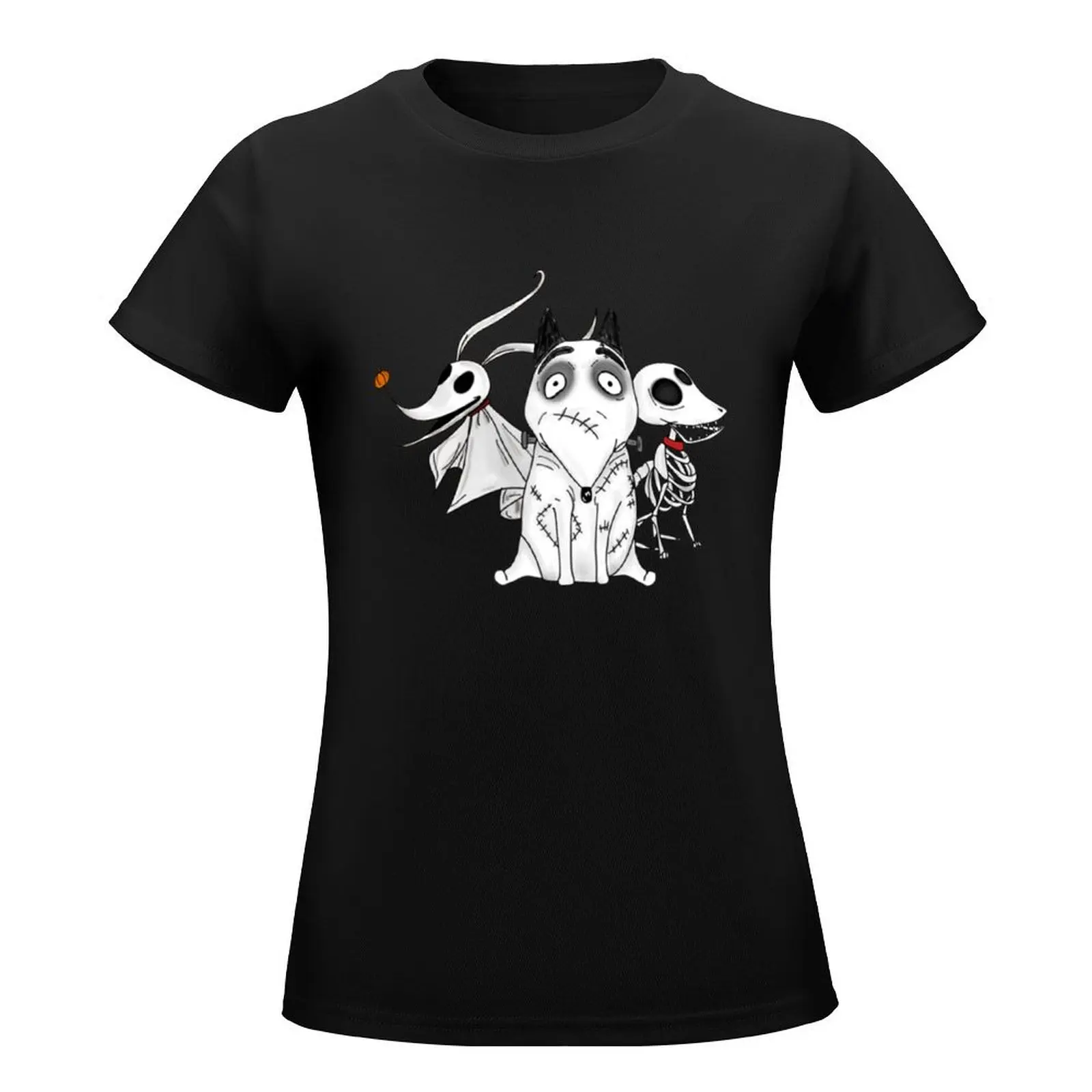 ZERO, SCRAPS and SPARKY dog Tim Burton Movies T-Shirt graphics female cat shirts for Women