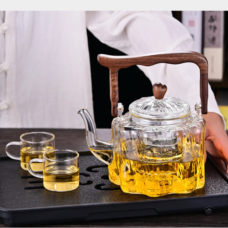 1300 Ml Beam Pot Large Capacity Cooking and Thickening New Teapot High Borosilicate Pyrex Smoke Gray Transparent Color