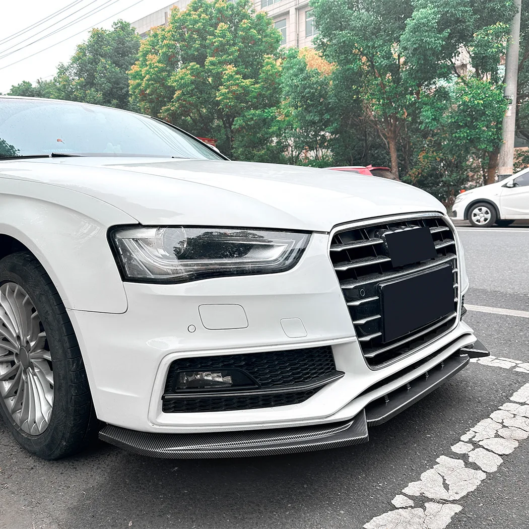 3-Piece Front Bumper Lip Splitter Spoiler For A4 S4 B8.5 S-Line 2013-2016 Piano Black Carbon Fiber Lower Diffuser Mod Kit