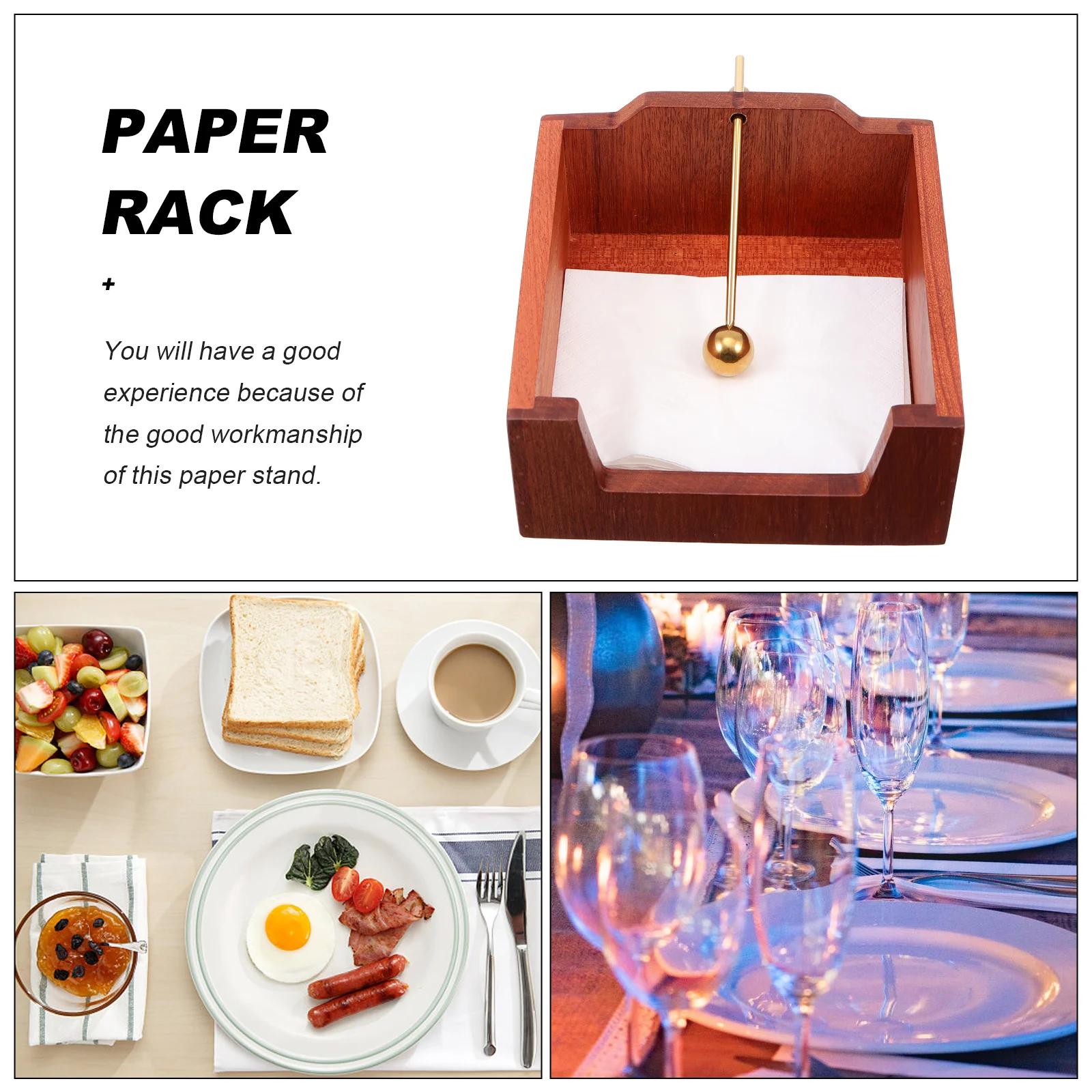 

1Pcs Wooden Paper Holder Minimalist Metal Napkin Rack Simple Stylish Tissue Organizer Bathroom Home Paper Towel